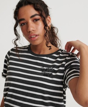 Superdry Heritage Stripe Női Pólók Szürke | LQASW9238